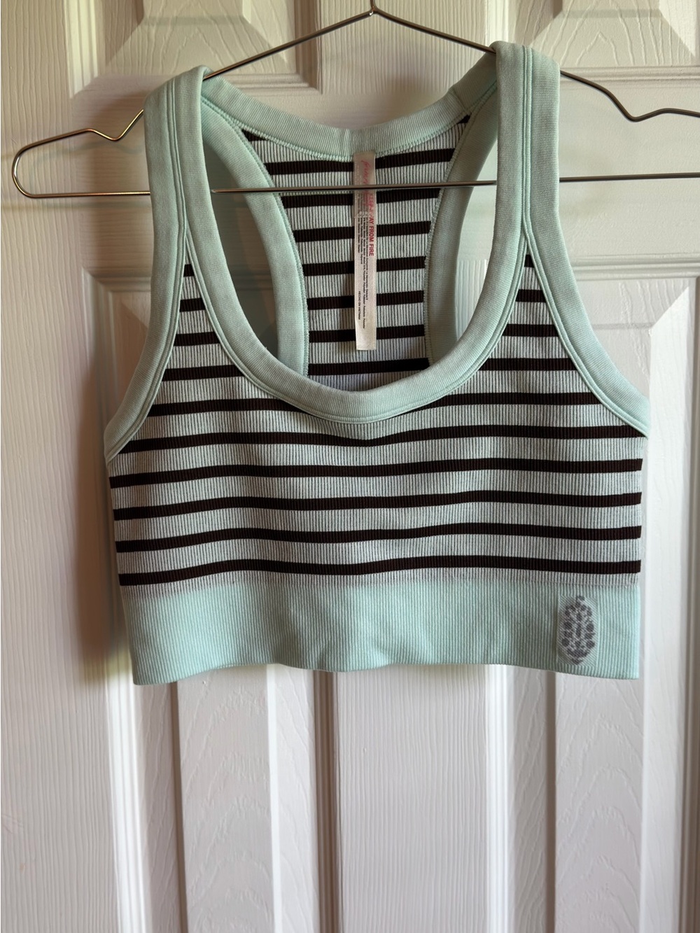 FP Movement by Free People Mint and Black Ribbed Racerback Sports Bra